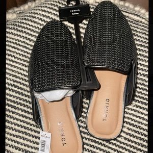 Torrid Black Woven Mules 8.5 WW NWT!!